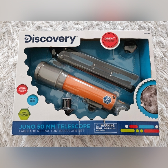 NEW IN BOX DISCOVERY JUNO 50 MM TELESCOPE Tabletop Refractor Telescope Set - Picture 1 of 8